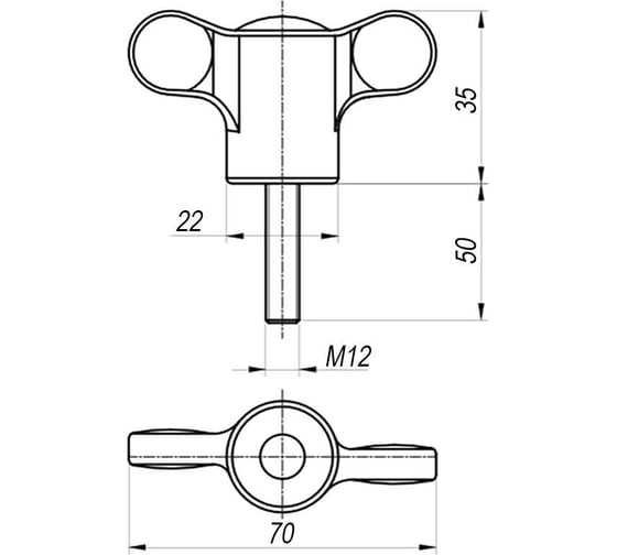 Ручка барашек с наружной резьбой EMES PTC2701250