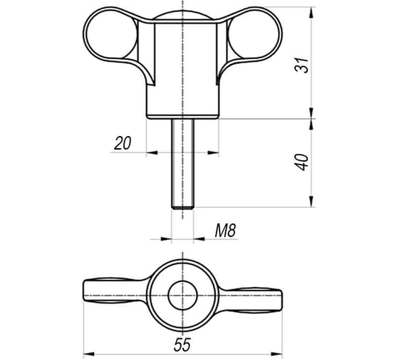 Ручка барашек с наружной резьбой EMES PTC2550840