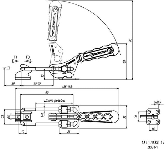 Натяжная защелка KUKAMET, усилие 155 кг 331-1
