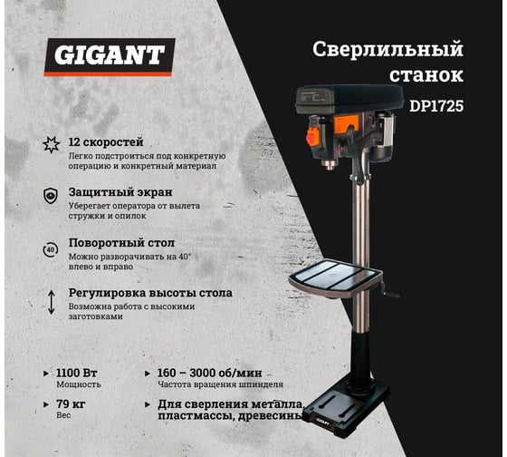 Сверлильный станок 1100Вт Gigant DP1725