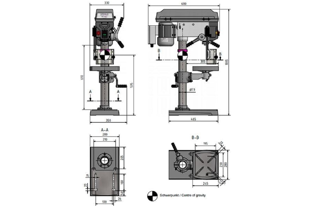 Настольный вертикально-сверлильный станок Optimum OPTIdrill D23Pro 0.75  кВт, 400 В, ф25 мм, КМ2, реверс 3003020 - выгодная цена, отзывы,  характеристики, фото - купить в Москве и РФ