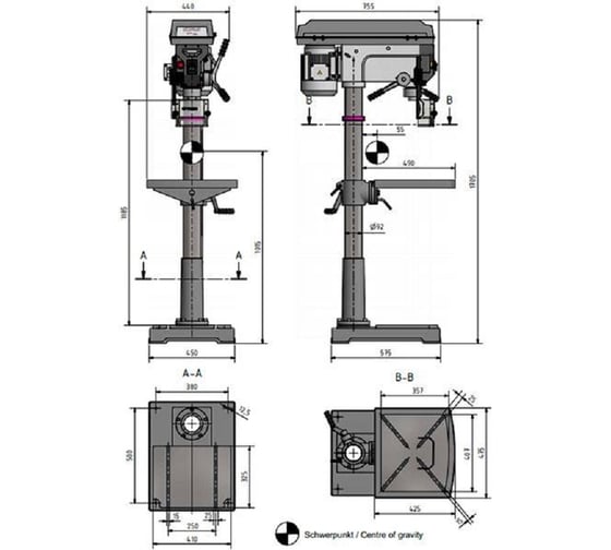 Напольный вертикально-сверлильный станок Optimum OPTIdrill D33Pro 1.1 кВт, 400 В, ф30 мм, КМ4, реверс 3003040