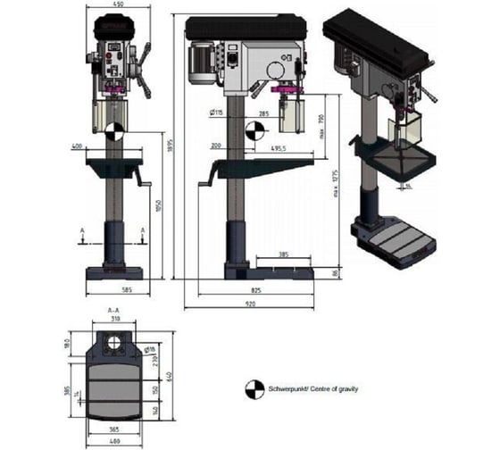 Вертикально-сверлильный станок напольный Optimum OPTIdrill B34H 2.2 кВт, 400В, ф34мм, КМ4, реверс 3020333