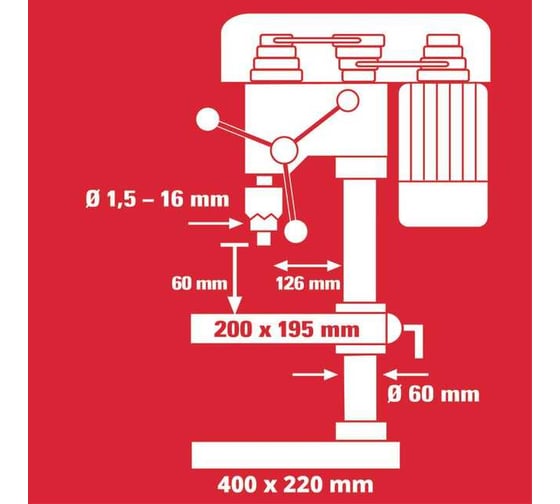 Станок сверлильный Einhell TC-BD 630/1 630 Вт, 250-2400/мин, патрон 16 мм, МК2 4520597