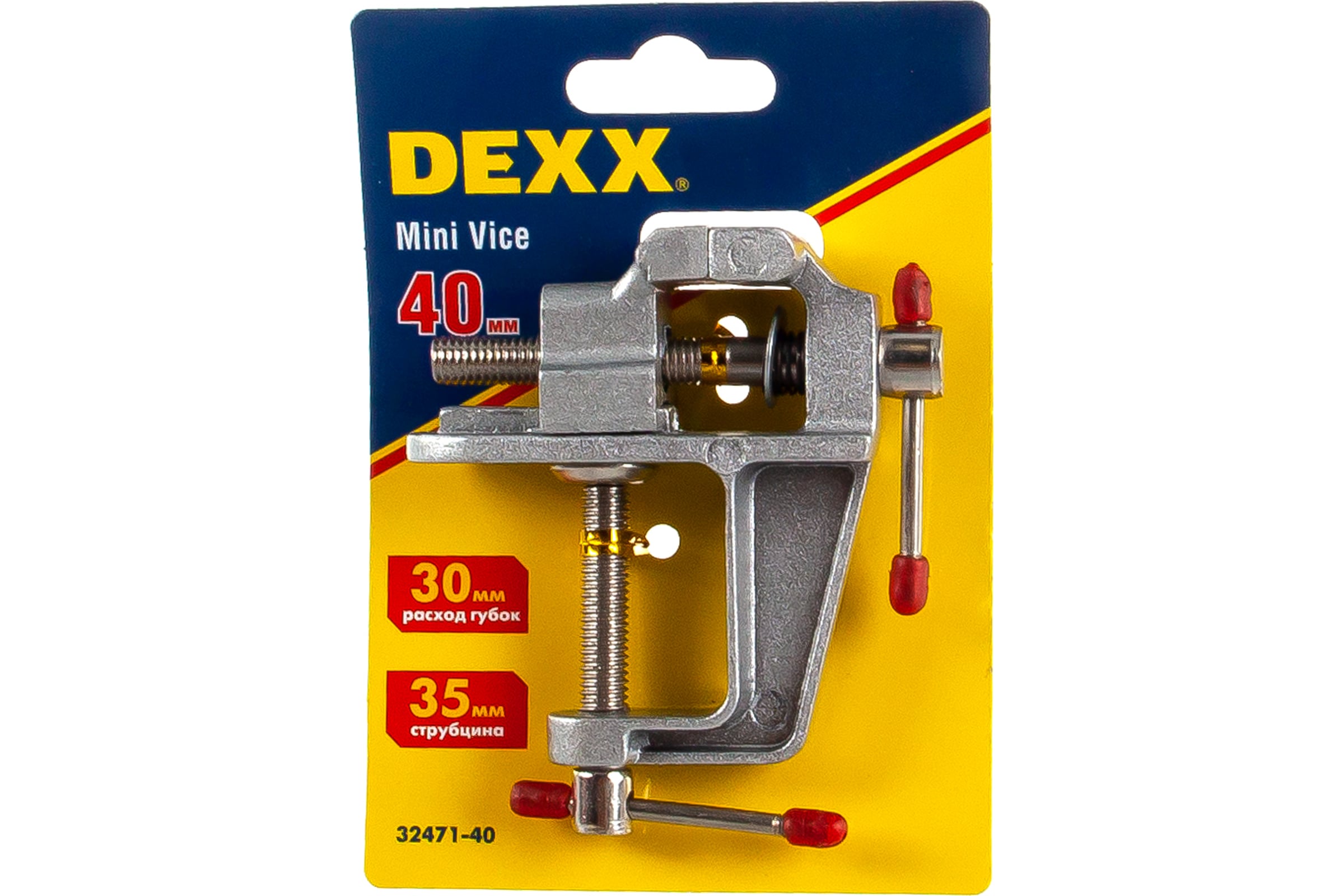 Настольные мини тиски с винтовым зажимом DEXX 40 мм 32471-40