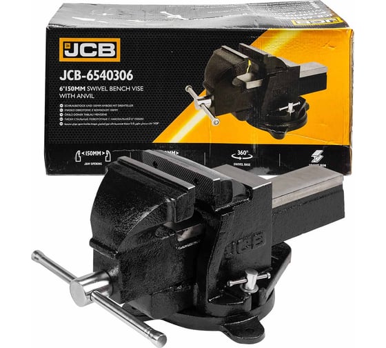 Тиски стальные поворотные с наковальней JCB 6", 150мм JCB-6540306(58991)