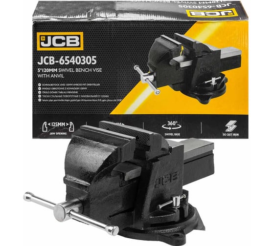 Тиски стальные поворотные с наковальней JCB 5"-125мм JCB-6540305(58990)