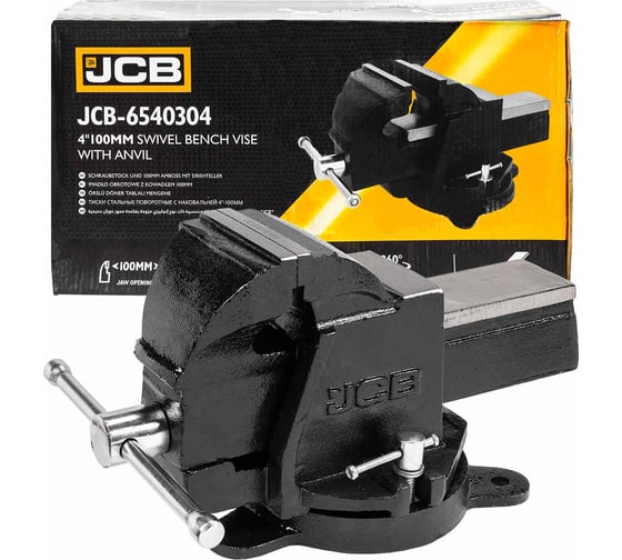 Тиски стальные поворотные с наковальней JCB 4"-100мм JCB-6540304(58989)