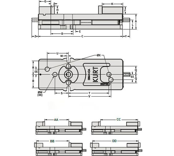Тиски прецизионные OILCOOL  модель Kurt-DX100 OCT-Kurt-DX100
