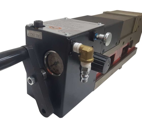 JPV-4-100, тиски пневматические, прецизионные JPV-4-100 Пневматические прецизионные тиски высокого давления, ширина губок 100 мм, раствор 0-100 мм, сила зажима 32 кH Partner 514100