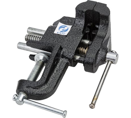Слесарные тиски CNIC 75 мм неповоротные настольные с наковальней, крепление струбциной LT86203 69803