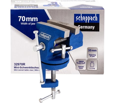 Тиски слесарные поворотные мини Scheppach (ширина губ - 70мм) Sch-32970R(66054)