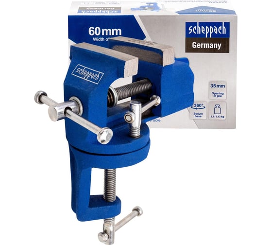 Тиски слесарные поворотные мини Scheppach (ширина губ - 60мм) Sch-32960R(66052)