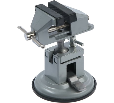 Мини-тиски ТУНДРА алюминиевые  усиленное крепление на присоске, поворотный шарнир, 75 мм 7003028