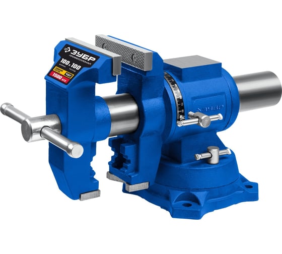Слесарные тиски ЗУБР Профессионал Эксперт многофункциональные с поворотом в двух плоскостях, 100 мм 32712-100 13670266