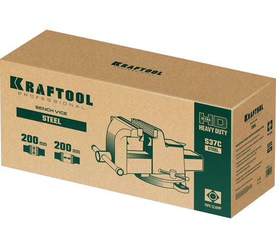 Стальные слесарные тиски KRAFTOOL Steel 200 мм 32701-200