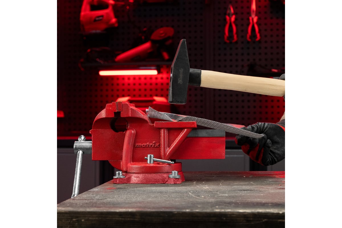 Тиски MATRIX слесарные, 125 мм, поворотные, с наковальней 18601 ...