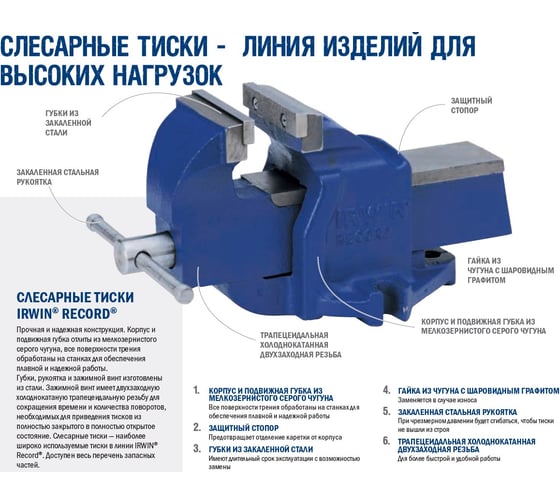 Слесарные тиски 205 мм Irwin №8 8ZR