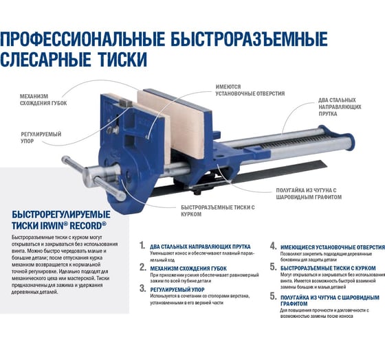 Быстроразъемные столярные тиски 9/230 Irwin T5212ED