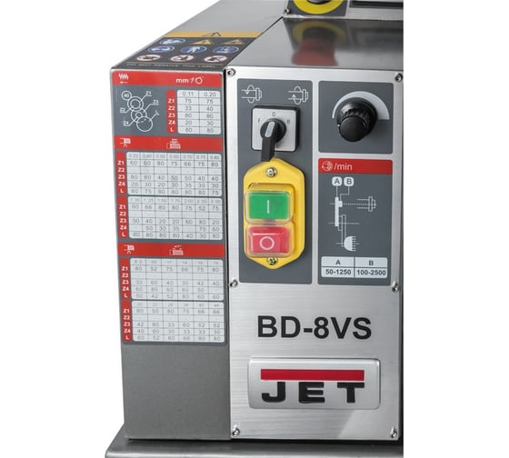 Токарный станок по металлу JET BD-8VS + Оправка КМ2 / В16 + Патрон ПС-13 В16 + Набор резцов 10х10 50000911ME