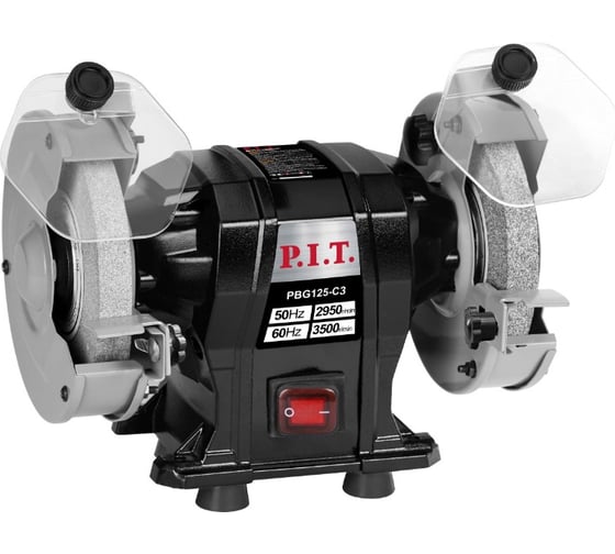 Станок точильный электрический P.I.T. 200Вт, 2950 об/мин, Ø125х12,7х16мм, LED, пылезащита PBG125-C2 1