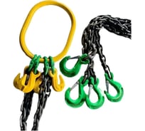 Четырехветвевой цепной строп ТРАСТ 4сц 11,5 тн, 4500 мм, с увеличенным звеном для автокрана, укоротители, крюки самозапирающиеся, 8 класс 4687203985097