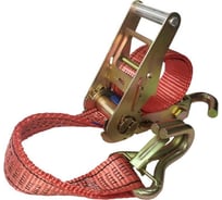 Стяжной ремень UVE 2,5/5,0 тн, 1 м, трещотка с крюком, крюк с фиксатором RS2-50-5000-1-FixAuto