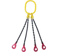 Четырехветвевой цепной строп КанТраст  на увеличенном звене 210x300, 4СЦ, 6.4/2000 мм с самозакрывающимися крюками 4STSUVZ642000CSK