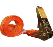 Стяжной ремень с крюками Grosco 1-2 т, 10 м, 25 мм, для крепления груза с храповым механизмом RST01010