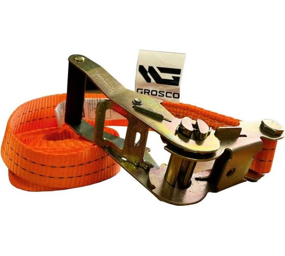 Комплект стяжных кольцевых ремней для крепления груза Grosco 2 шт, 3-6 т, 4 м, 35 мм, с храповым механизмом RSTK0304C2