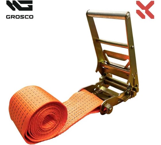 Стяжной кольцевой ремень для крепления груза Grosco 10-20 т, 2 м, 100 мм, с храповым механизмом RSTK10002