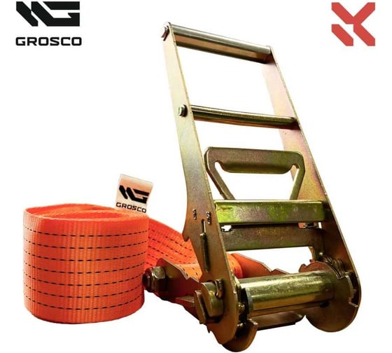 Стяжной кольцевой ремень для крепления груза Grosco 10-20 т, 2 м, 100 мм, с храповым механизмом RSTK10002