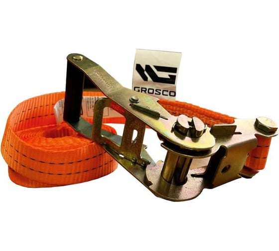 Комплект стяжных кольцевых ремней для крепления груза Grosco 2 шт, 1.5-3 т, 5 м, 35 мм, с храповым механизмом RSTK01505C2