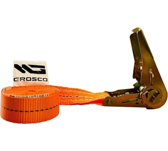 Стяжной кольцевой ремень для крепления груза Grosco 0.8-1.6 т, 10 м, 25 мм, с храповым механизмом RSTK00810