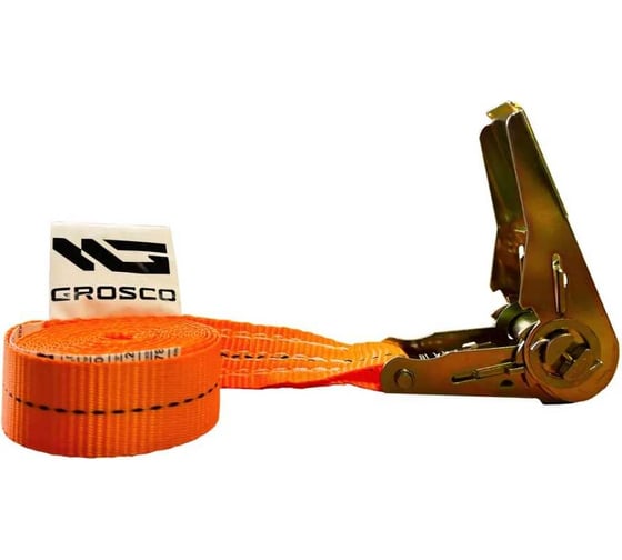 Стяжной кольцевой ремень для крепления груза Grosco 0.8-1.6 т, 10 м, 25 мм, с храповым механизмом RSTK00810