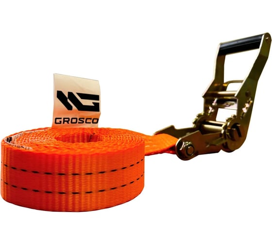 Комплект стяжных кольцевых ремней с храповым механизмом Grosco 2 шт, 2-4 т, 4 м, 35 мм, для крепления груза RSTK0204C2