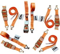 Комплект стяжных ремней с крюками и храповым механизмом Grosco 5 шт, 0.8-1.6 т, 6 м, 25 мм, для крепления груза RST00806C5