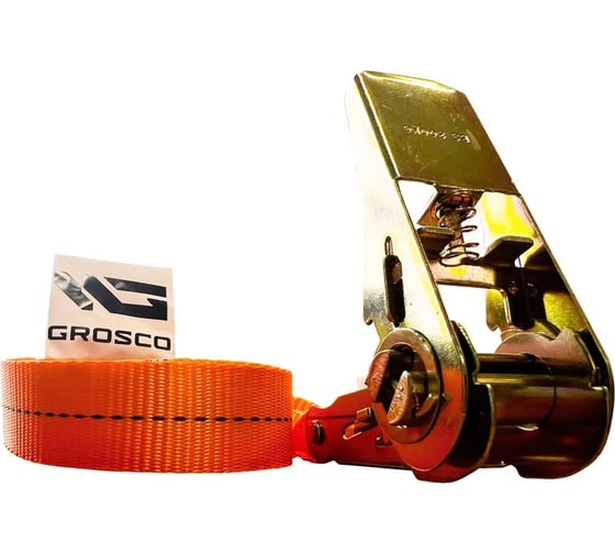 Стяжной кольцевой ремень с храповым механизмом Grosco 0.8-1.6 т, 4 м, 25 мм, для крепления груза RSTK00804