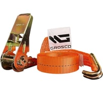 Комплект стяжных ремней с крюками Grosco 10-20 т, 2 м, 100 мм, 5 шт, для крепления груза с храповым механизмом RST10002C5