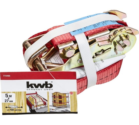 Стяжной ремень с двумя крючками kwb 27мм, 5м 1шт 772495