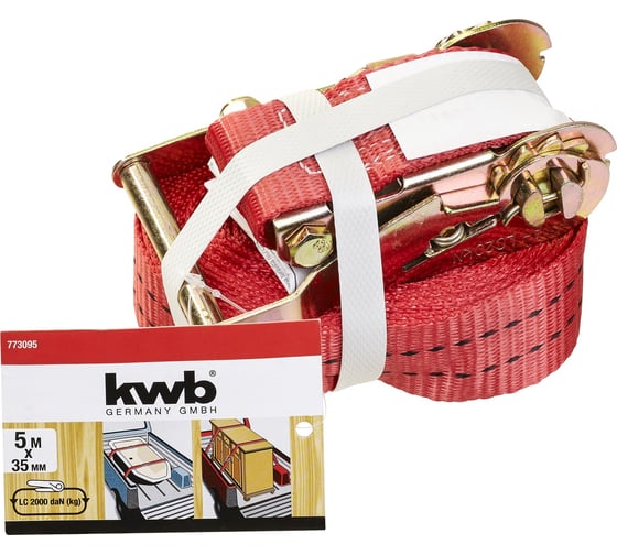 Стяжной ремень с двумя крючками kwb 35мм, 5м 1шт 773095