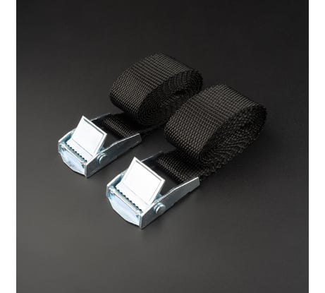 Ремень стяжной для крепления груза TopAuto 2 шт, 250 кг, 3 м, ширина 25 мм, с пряжкой-фиксатором, BLACK V-BL7334