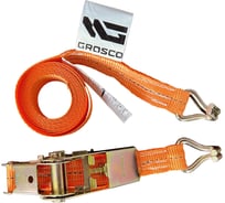 Комплект ремней стяжных с крюками Grosco 10 т (20 т), 3 м, 100 мм, 2 шт, для крепления груза, с храповым механизмом RST10003C2