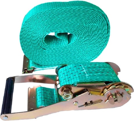 Стяжка для крепления груза Дали-Авто евроборт 5-10 тонн, зеленая лента с белой вставкой DA-01477