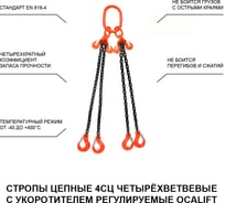 Цепной строп LITELIFT 4СЦ 6,7т 1м с укоротителями четырехветвевой цепь 10x30 T8 G80 4sc6700t1h