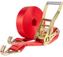 Стяжка груза SKYWAY 5,0т 12,0м  STAFF 50мм красный храповый механизм с крюками полиэстер 1шт S03601043