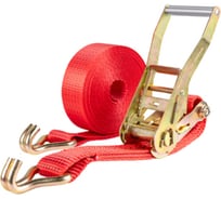 Стяжка груза SKYWAY 5,0т 8,0м  STAFF 50мм красный храповый механизм с крюками полиэстер 1шт S03601041
