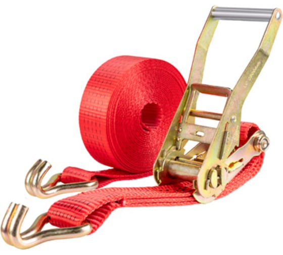 Стяжка груза SKYWAY 5,0т 8,0м  STAFF 50мм красный храповый механизм с крюками полиэстер 1шт S03601041 1