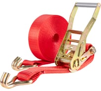 Стяжка груза SKYWAY 5,0т 10,0м  STAFF 50мм красный храповый механизм с крюками полиэстер 1шт S03601042
