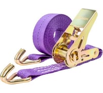 Стяжка груза SKYWAY STAFF 1 т, 5м, 25мм, фиолетовый, храповый механизм, с крюками, полиэстер 1шт S03601037